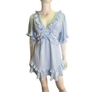 Angel Biba Mini V-Neck Dress with Ruffles and Cutouts Spring AUS Size 8 Nwt